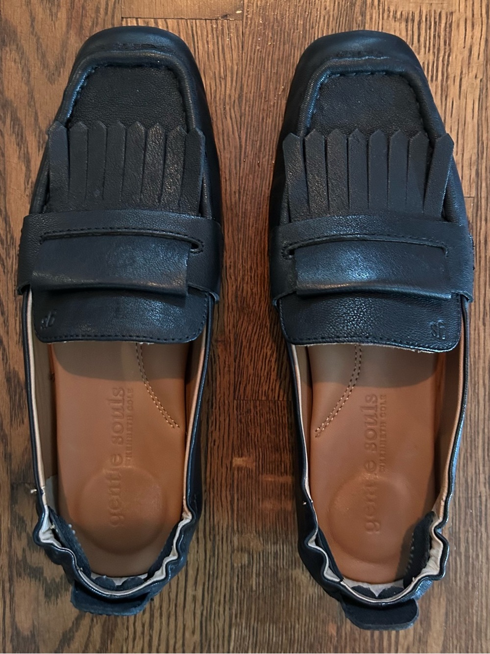 gentle souls Black Kiltie Penny Loafers with Fringe